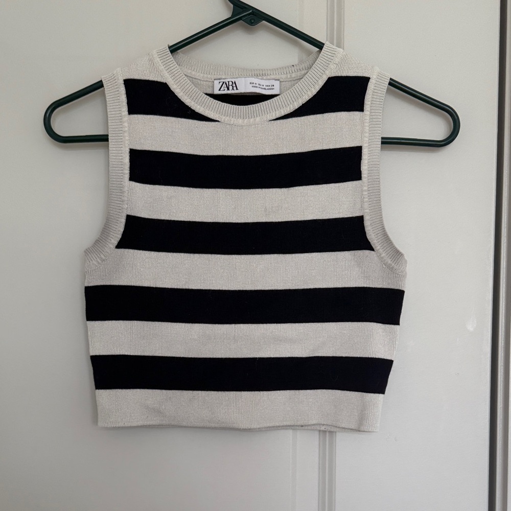 Zara Monochrome Striped Sleeveless Top